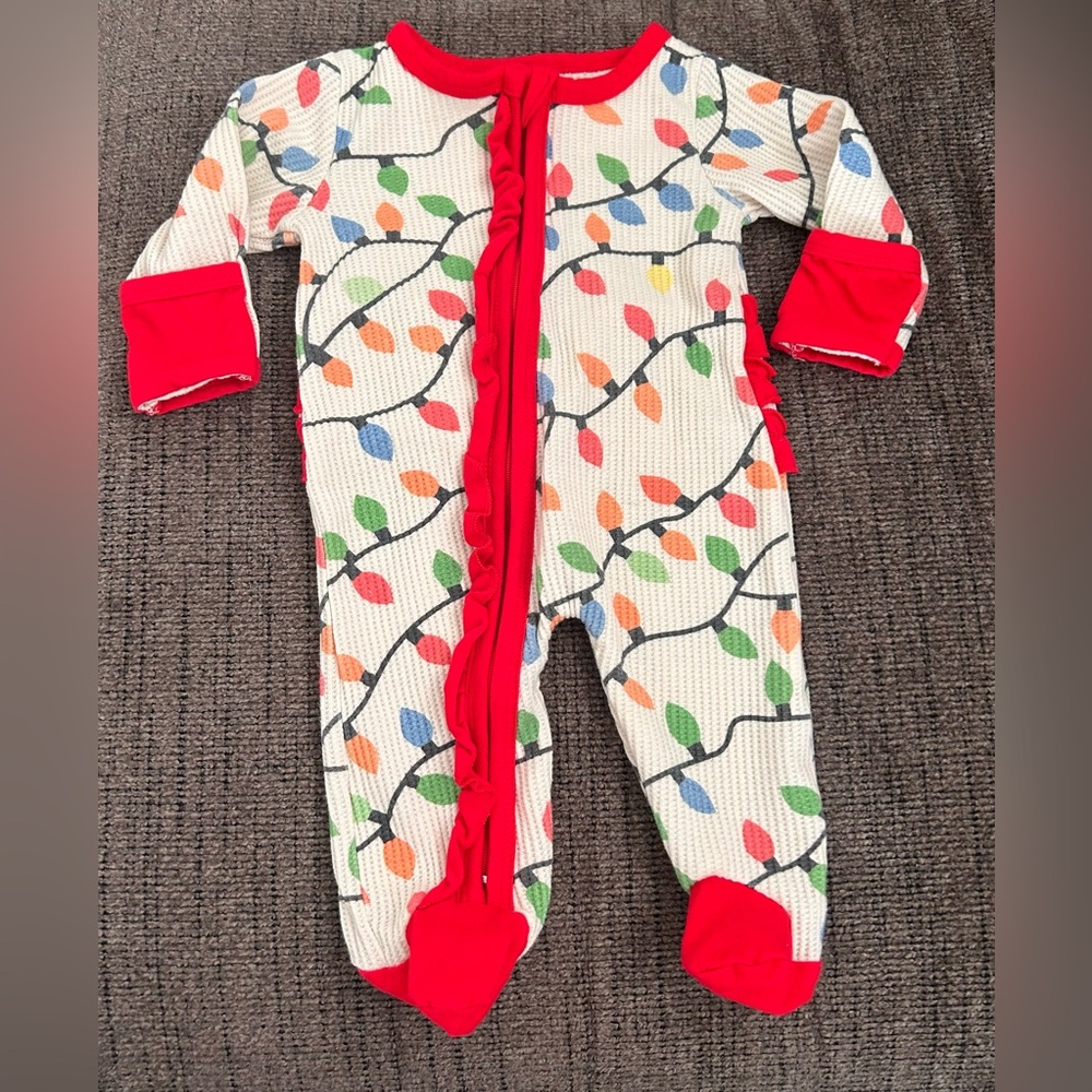 Christmas lights baby one piece sleeper
